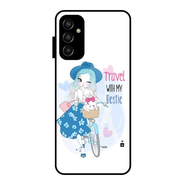 Travel With My Bestie Glass Back Case for Galaxy F13