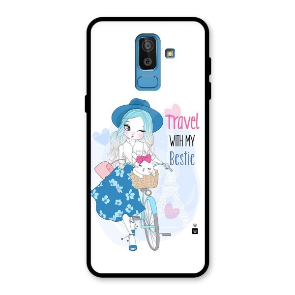 Travel With My Bestie Glass Back Case for Galaxy J8