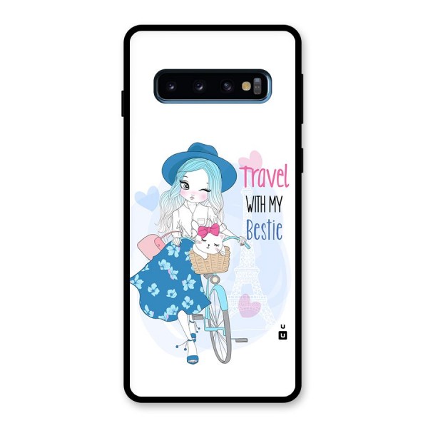 Travel With My Bestie Glass Back Case for Galaxy S10