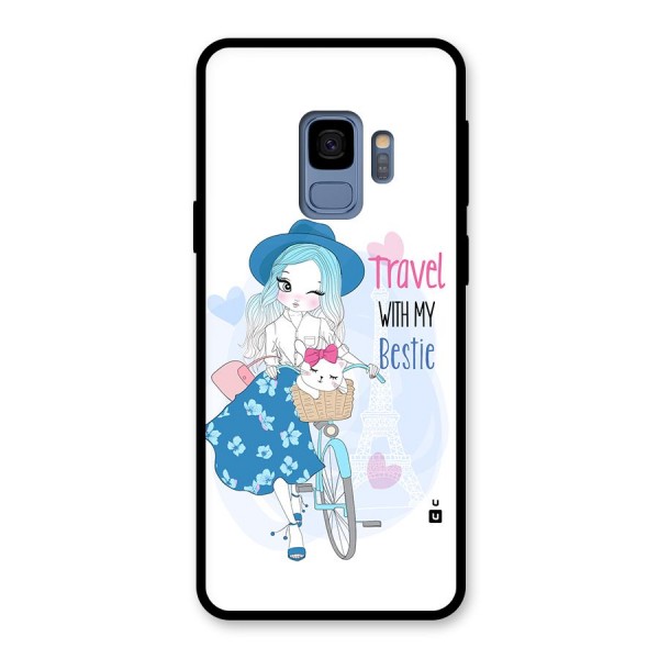 Travel With My Bestie Glass Back Case for Galaxy S9