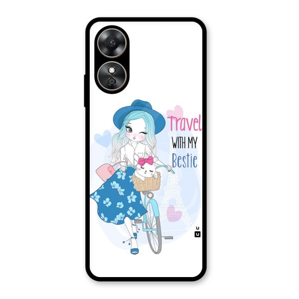 Travel With My Bestie Glass Back Case for Oppo A17