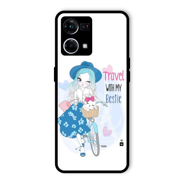 Travel With My Bestie Glass Back Case for Oppo F21 Pro 4G
