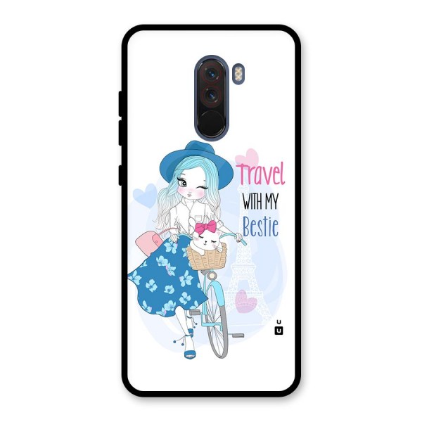 Travel With My Bestie Glass Back Case for Poco F1