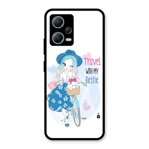 Travel With My Bestie Glass Back Case for Poco X5