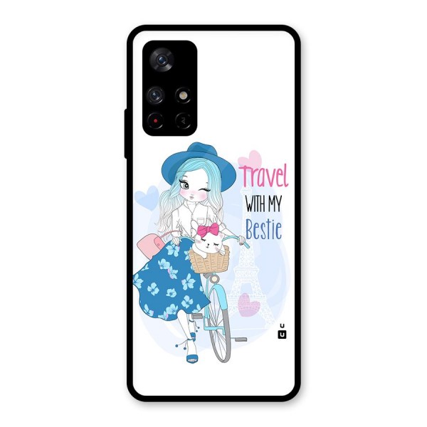 Travel With My Bestie Glass Back Case for Redmi Note 11T 5G