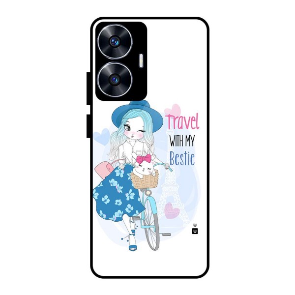 Travel With My Bestie Glass Back Case for realme C55