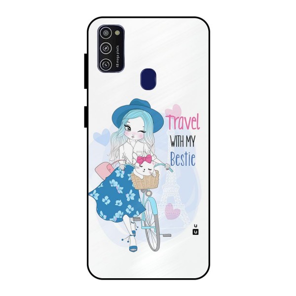 Travel With My Bestie Metal Back Case for Galaxy M21