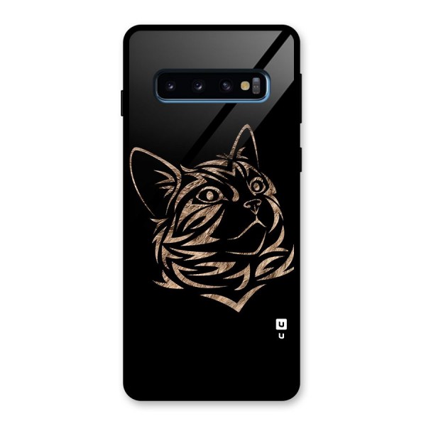 Tribal Cat Glass Back Case for Galaxy S10