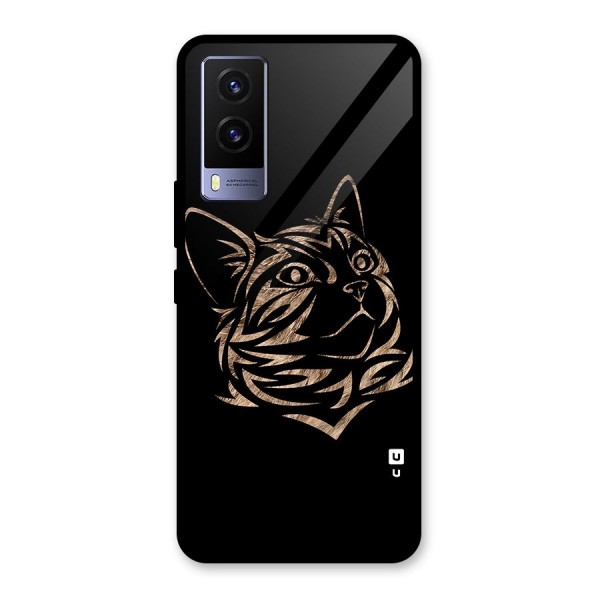 Tribal Cat Glass Back Case for Vivo V21e 5G