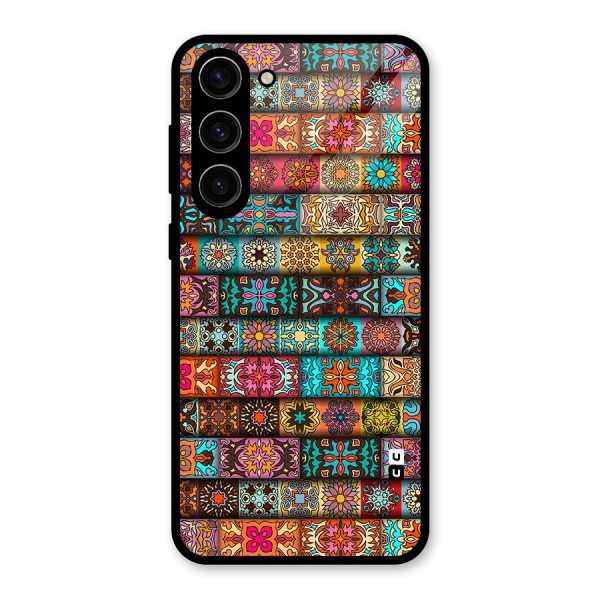 Tribal Seamless Pattern Vintage Decorative Glass Back Case for Galaxy S23 Plus