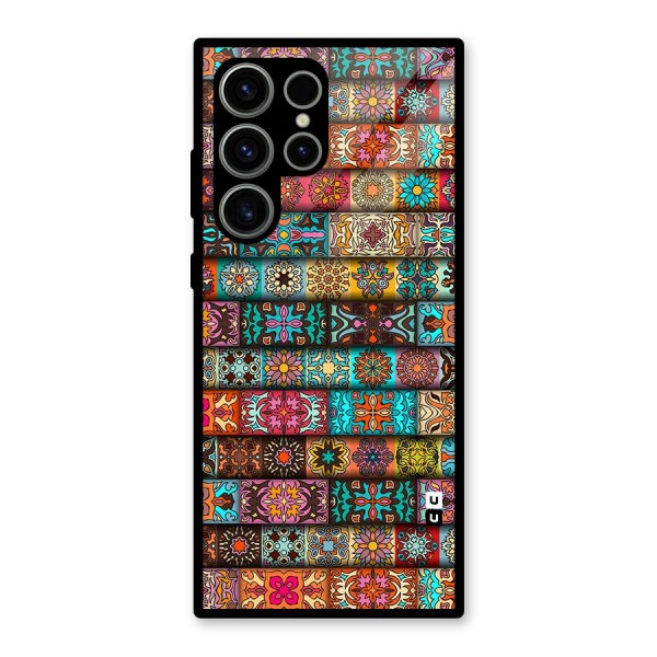Tribal Seamless Pattern Vintage Decorative Glass Back Case for Galaxy S23 Ultra