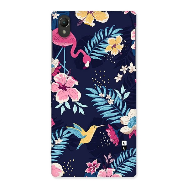 Tropical Flamingo Pattern Back Case for Xperia Z1