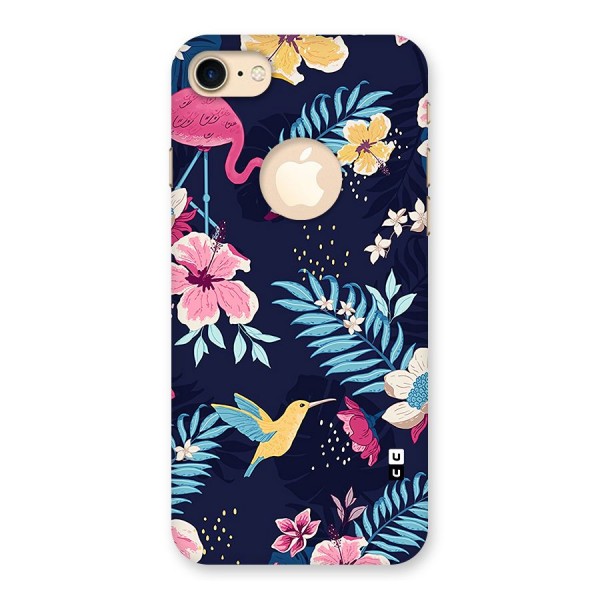 Tropical Flamingo Pattern Back Case for iPhone 8 Logo Cut