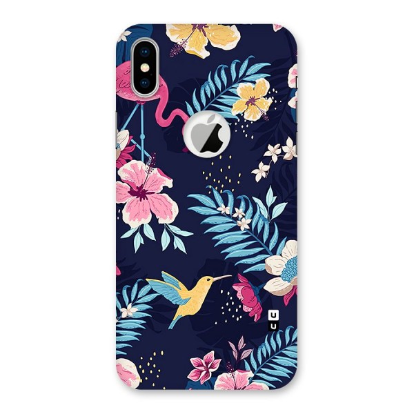 Tropical Flamingo Pattern Back Case for iPhone XS Logo Cut