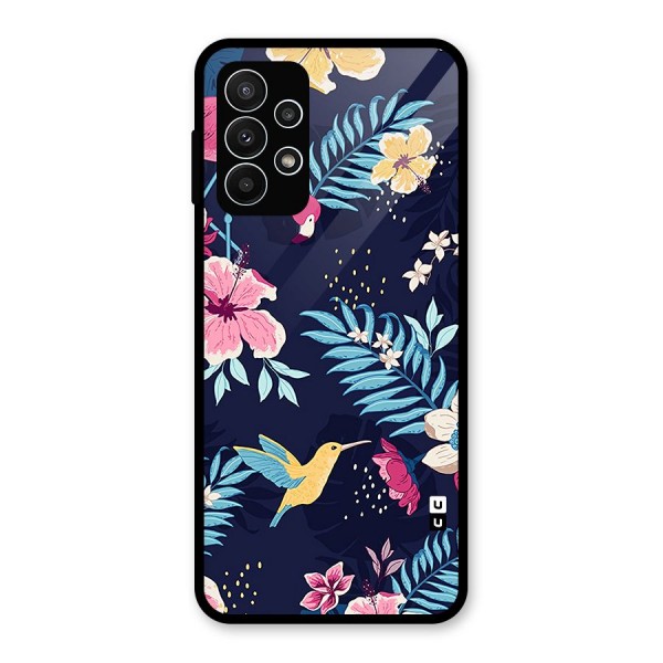 Tropical Flamingo Pattern Glass Back Case for Galaxy A23