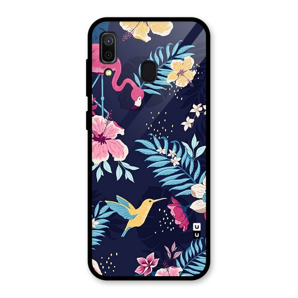 Tropical Flamingo Pattern Glass Back Case for Galaxy A30