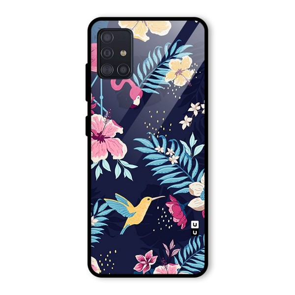 Tropical Flamingo Pattern Glass Back Case for Galaxy A51