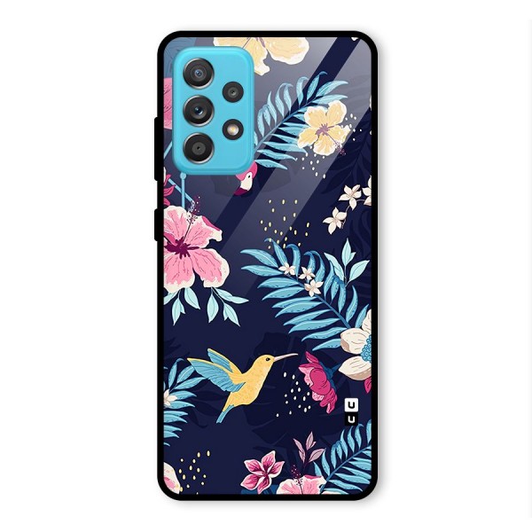 Tropical Flamingo Pattern Glass Back Case for Galaxy A52s 5G