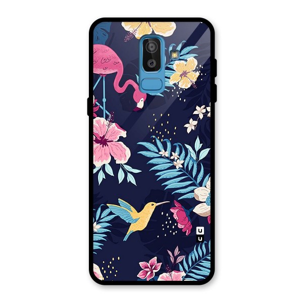 Tropical Flamingo Pattern Glass Back Case for Galaxy J8