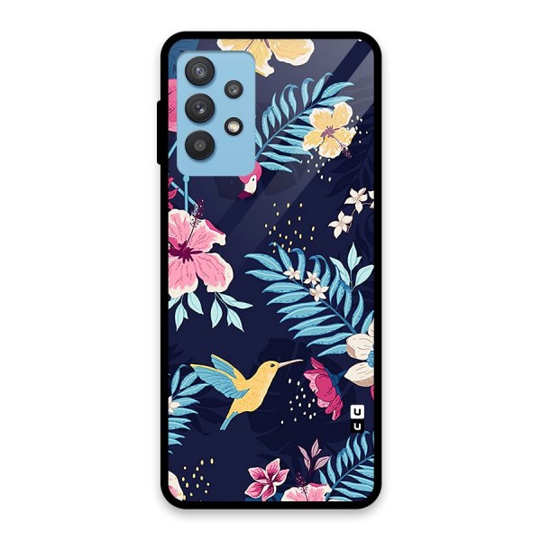 Tropical Flamingo Pattern Glass Back Case for Galaxy M32 5G