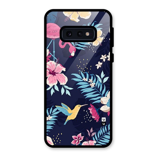 Tropical Flamingo Pattern Glass Back Case for Galaxy S10e