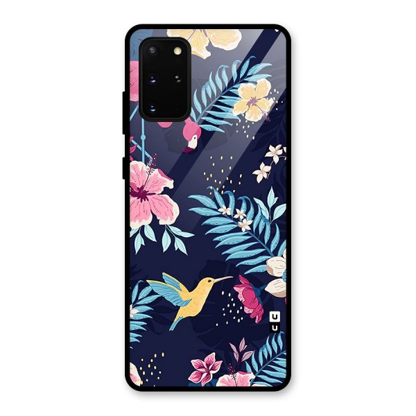 Tropical Flamingo Pattern Glass Back Case for Galaxy S20 Plus