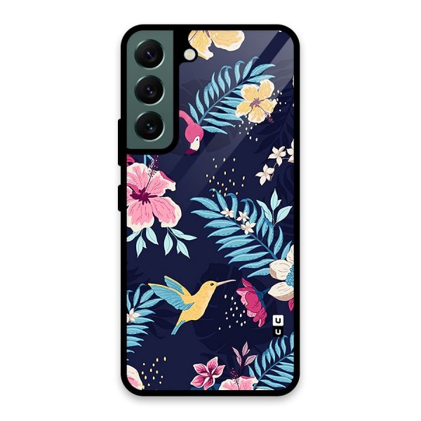 Tropical Flamingo Pattern Glass Back Case for Galaxy S22 5G