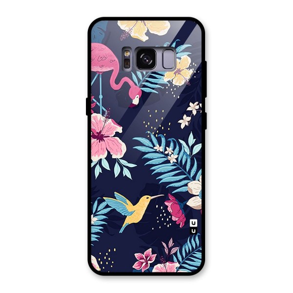 Tropical Flamingo Pattern Glass Back Case for Galaxy S8