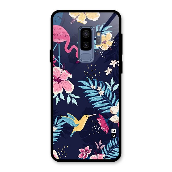 Tropical Flamingo Pattern Glass Back Case for Galaxy S9 Plus