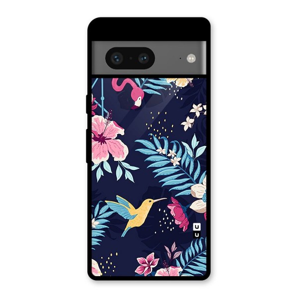 Tropical Flamingo Pattern Glass Back Case for Google Pixel 7