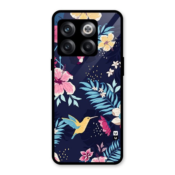 Tropical Flamingo Pattern Glass Back Case for OnePlus 10T