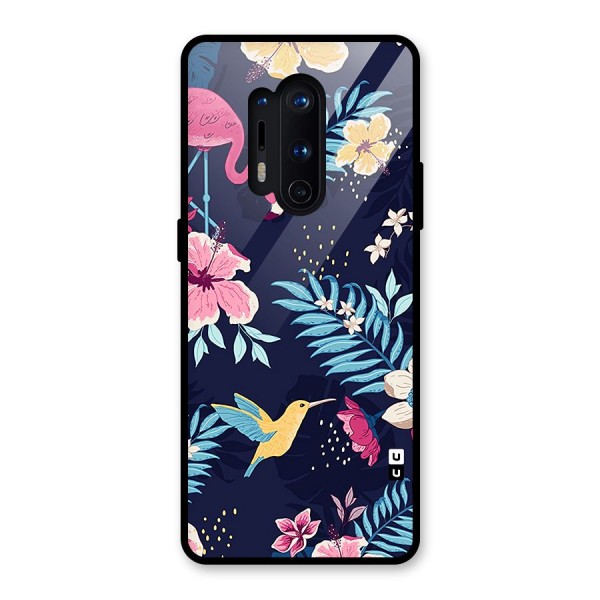 Tropical Flamingo Pattern Glass Back Case for OnePlus 8 Pro