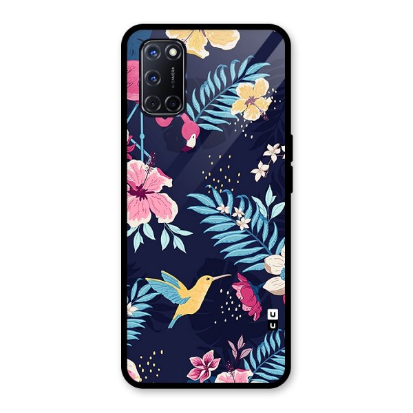 Tropical Flamingo Pattern Glass Back Case for Oppo A52