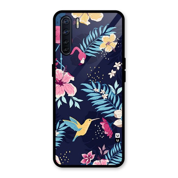 Tropical Flamingo Pattern Glass Back Case for Oppo F15