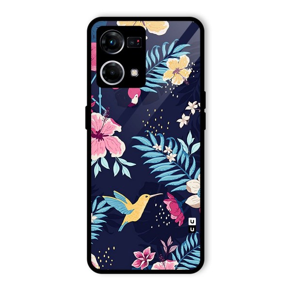 Tropical Flamingo Pattern Glass Back Case for Oppo F21 Pro 4G