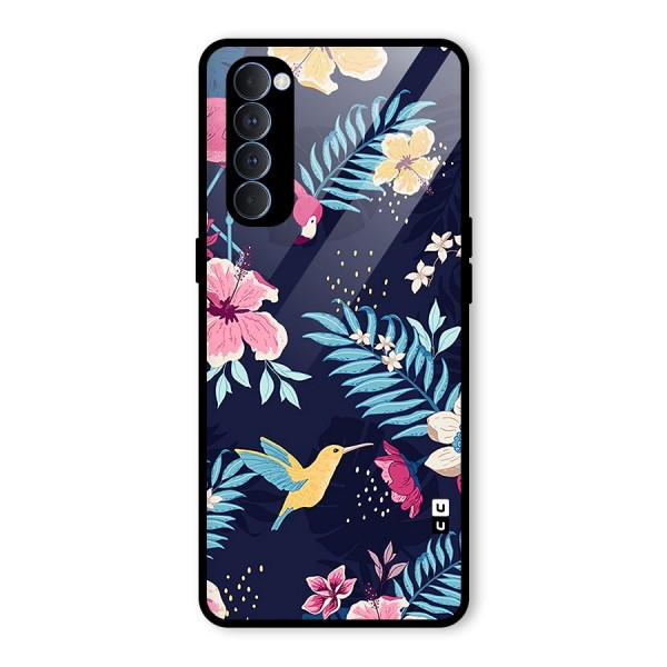 Tropical Flamingo Pattern Glass Back Case for Oppo Reno4 Pro