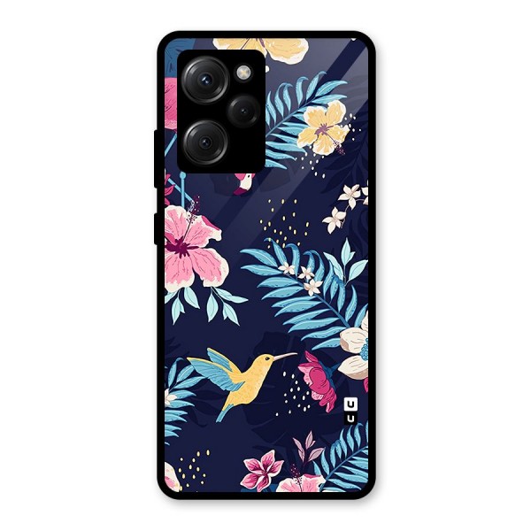 Tropical Flamingo Pattern Glass Back Case for Poco X5 Pro