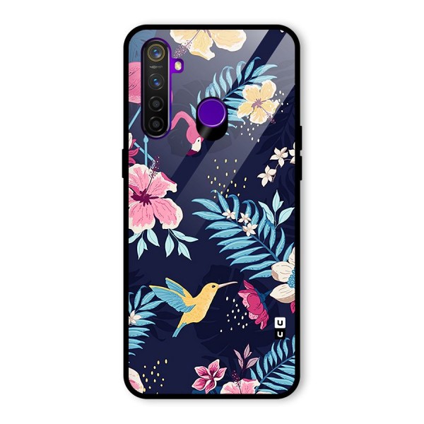 Tropical Flamingo Pattern Glass Back Case for Realme 5 Pro