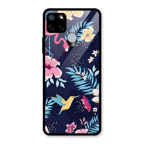 Tropical Flamingo Pattern Glass Back Case for Realme C15