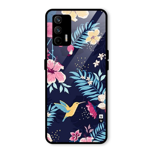 Tropical Flamingo Pattern Glass Back Case for Realme X7 Max