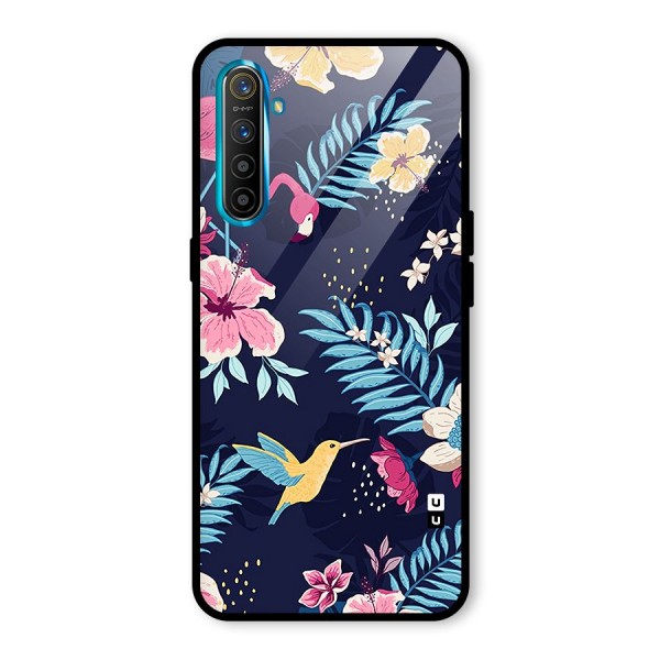 Tropical Flamingo Pattern Glass Back Case for Realme XT