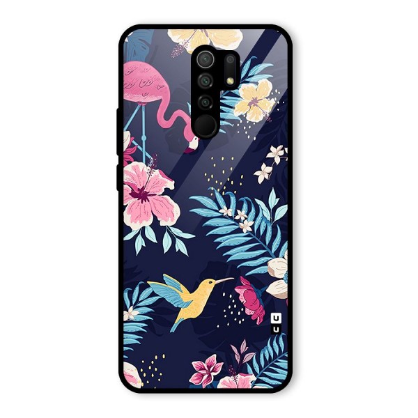 Tropical Flamingo Pattern Glass Back Case for Redmi 9 Prime