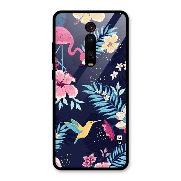 Tropical Flamingo Pattern Glass Back Case for Redmi K20