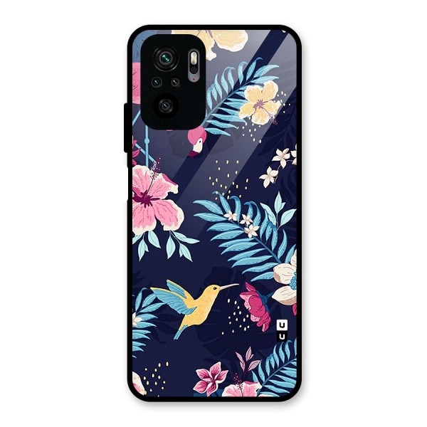 Tropical Flamingo Pattern Glass Back Case for Redmi Note 10