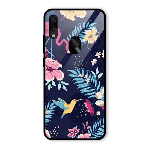 Tropical Flamingo Pattern Glass Back Case for Redmi Note 7