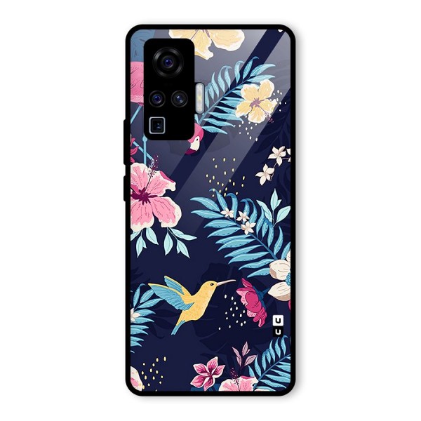 Tropical Flamingo Pattern Glass Back Case for Vivo X50 Pro