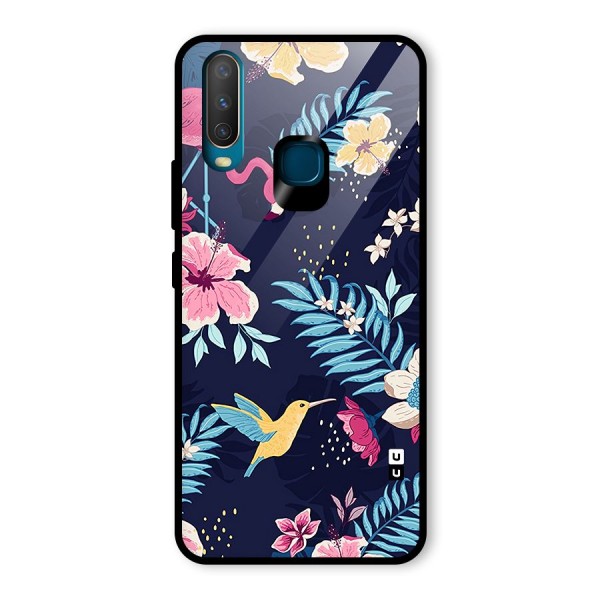 Tropical Flamingo Pattern Glass Back Case for Vivo Y12