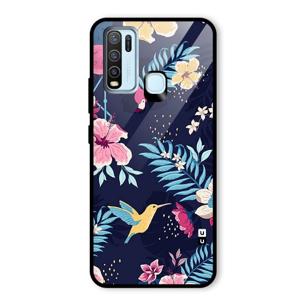 Tropical Flamingo Pattern Glass Back Case for Vivo Y50