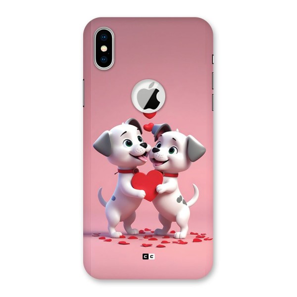 Two Puppies Together Back Case for iPhone XS Logo Cut