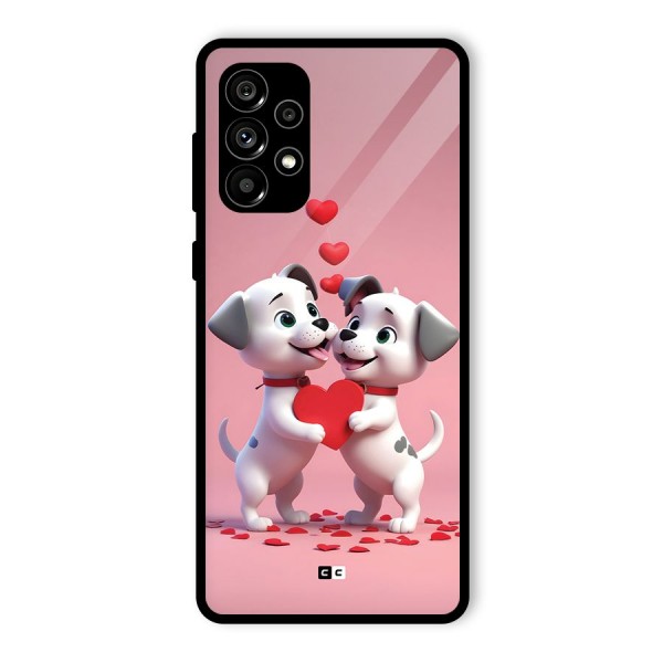 Two Puppies Together Glass Back Case for Galaxy A73 5G